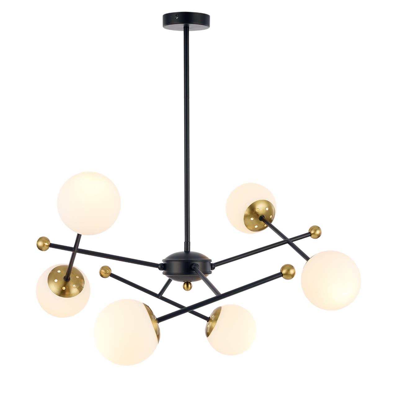 Люстра потолочная 73*73 см, 6*E14 Lumion Melody 6581/6 черный, золотой