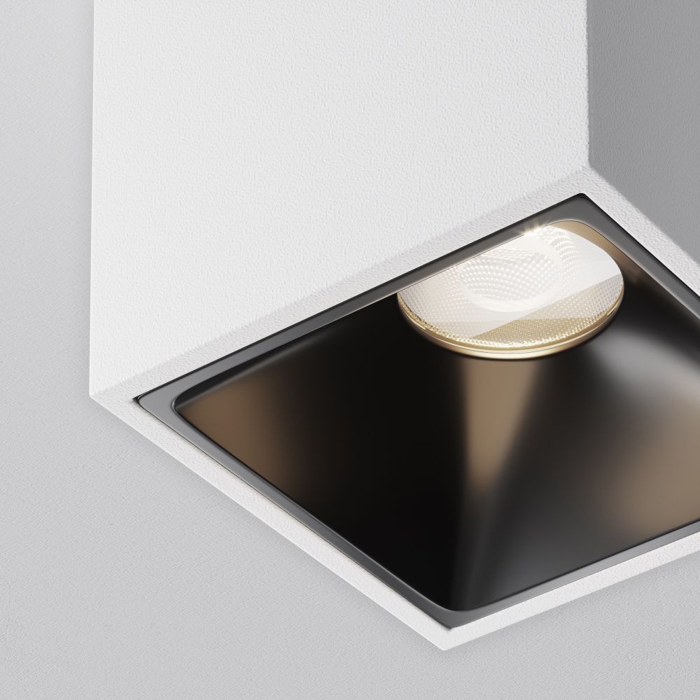 Потолочный светильник 6*6-7,5 см, LED*8W, 4000K, Maytoni Alfa LED 50° C065CL-8W4K-SQ-WB, Белочерный