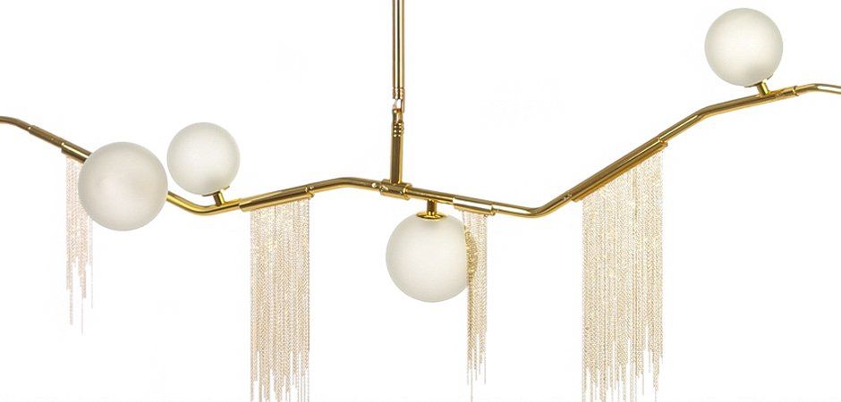 Подвесной светильник Адель Cherry Bomb Chandelier 7 260*24*190 см, 7*G9*40W, ImperiumLoft 40.1105, Латунь