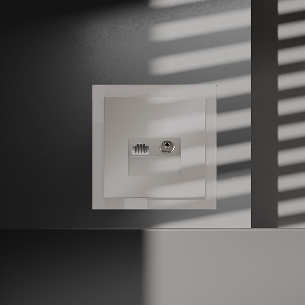 Розетка телевизионная встраиваемая TV+RJ45 кат. 6, кашемир Voltum S70 VLS060703, Пластик Soft touch