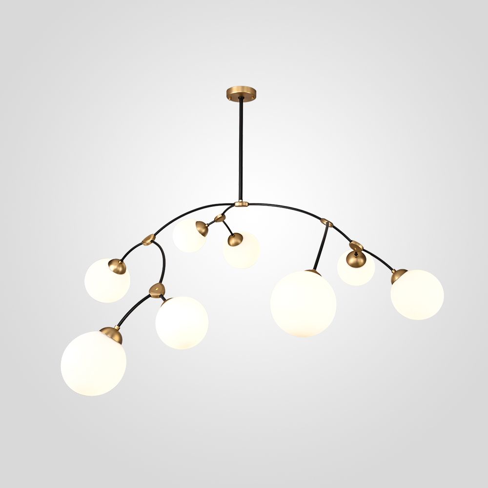 Люстра на штанге VINE L8 180*100*62 см, 8*E27*40W, ImperiumLoft VINE01, Чёрный, Золотистый, Серебристый