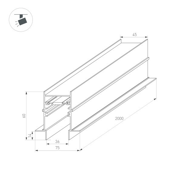 Шинопровод Arlight 034679 204*7,5*6 см.
