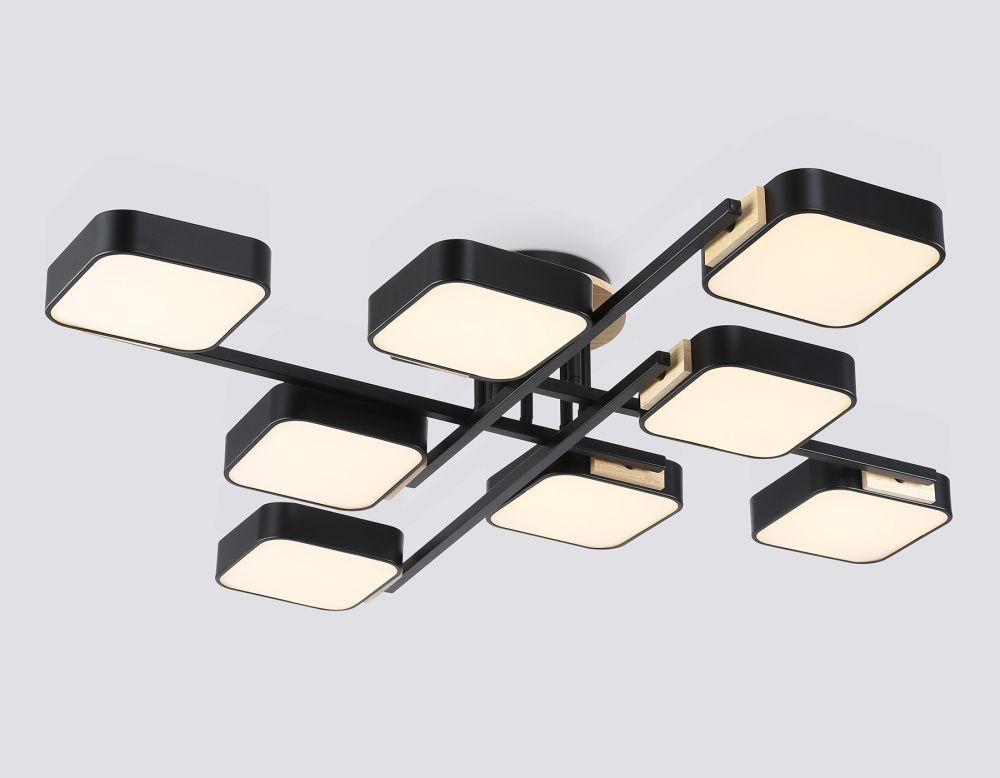 Люстра светодиодная на штанге 96*96*16- см, **W, 3000-6000K, Ambrella Light Comfort FL4890, черный, дерево