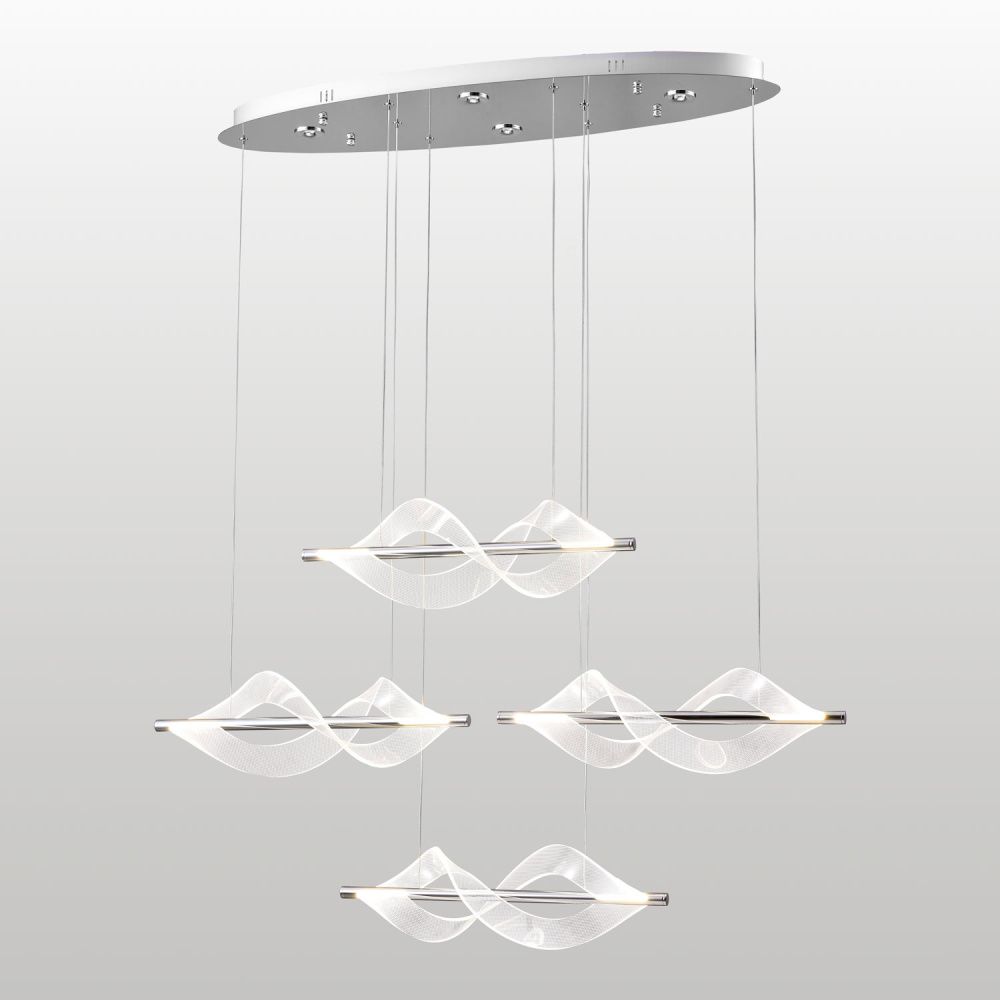 Линейно-подвесной светильник *113*55-150 см, 4*led*19W, 4000K, Lussole Knox LSP-7412, хром