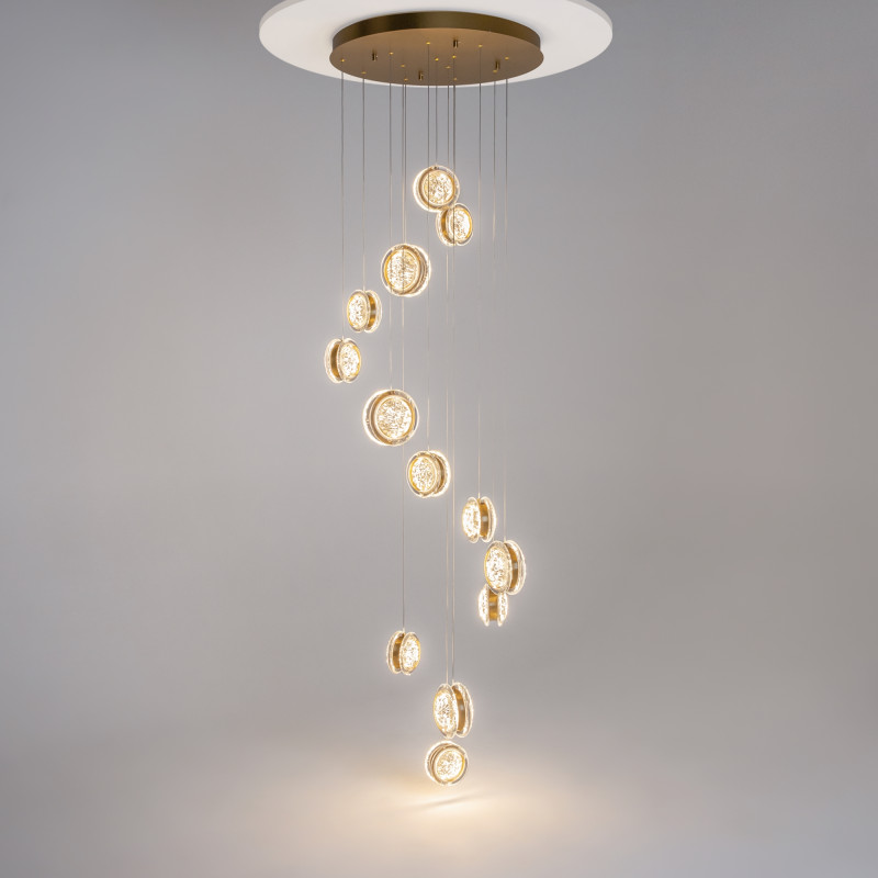Каскадная люстра 60*60*367 см, LED, 3000К, Maytoni Pharao MOD361PL-L58BS3K латунный