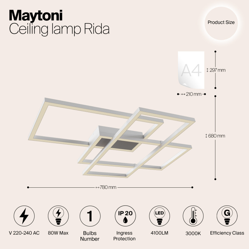 Потолочный светодиодный светильник Maytoni Line MOD015CL-L80W, белый