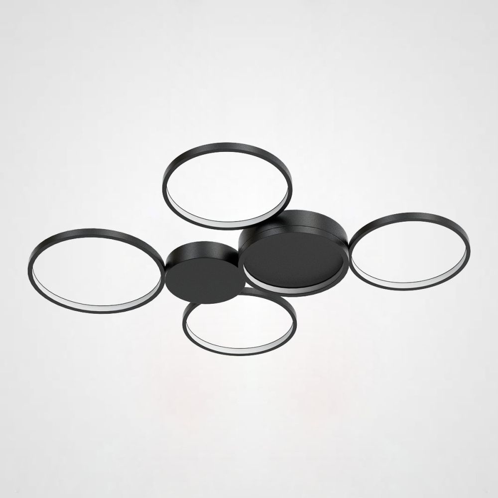Потолочный светильник TWINE 5 rings Black 69*69*7,5 см, 5*LED*15W, ImperiumLoft TWINE01, Чёрный