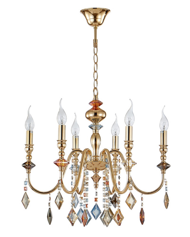 Люстра 56 см, Crystal Lux MERCEDES SP6 GOLD/COLOR Золото