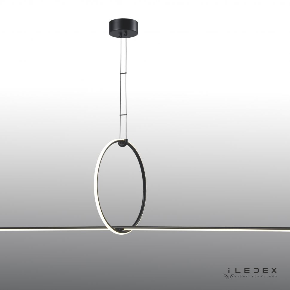 Подвесной светильник 170*40-140 см, LED*35W, 3000K, iLedex Zoom 10339P/A2-35W-3000K BK-WH, Черный