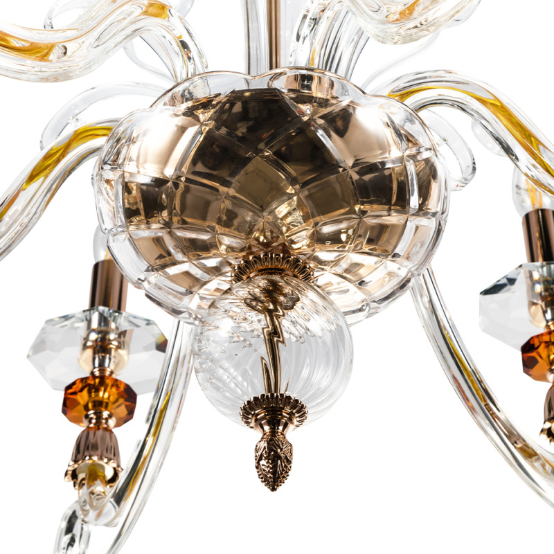 Люстра 70 см, Crystal Lux CATARINA SP6 V2 GOLD/TRANSPARENT-COGNAC Золотой/Прозрачный