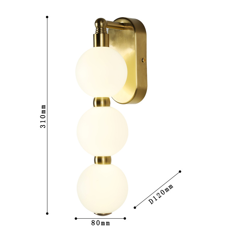 Бра Favourite Gubbare 4014-1W, D120*W80*H310, золота, плафон состоит из акриловых шаров белого цвета
