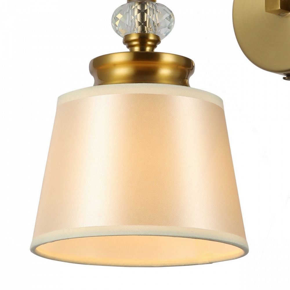 Бра F-Promo Unitas 2853-1W, D245*W140*H245, латунь, хрустальный декор, плафон из ткани жемчужно-кремового оттенка