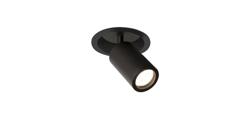 Врезной светильник Favourite Angularis 2805-1C, D80*H175, врезной светильник с углубленной базой, поворотный плафон, черный цвет каркаса