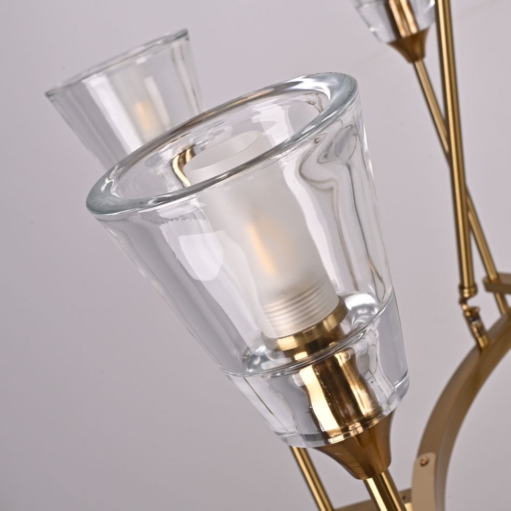 Люстра на штанге TORCHE DE VERRE Round Chandelier 8 116*116*50 см, 8*G9*40W, ImperiumLoft 40.1551, Латунь
