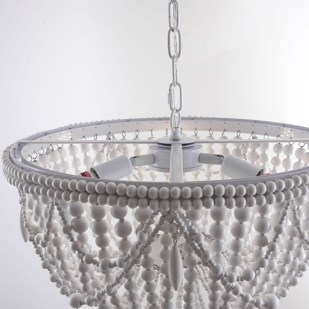 Подвесная люстра RH Anselme White Wood Weathered Chandelier 48*48*50 см, 3*E14*40W, ImperiumLoft 40.2087-0, Белый
