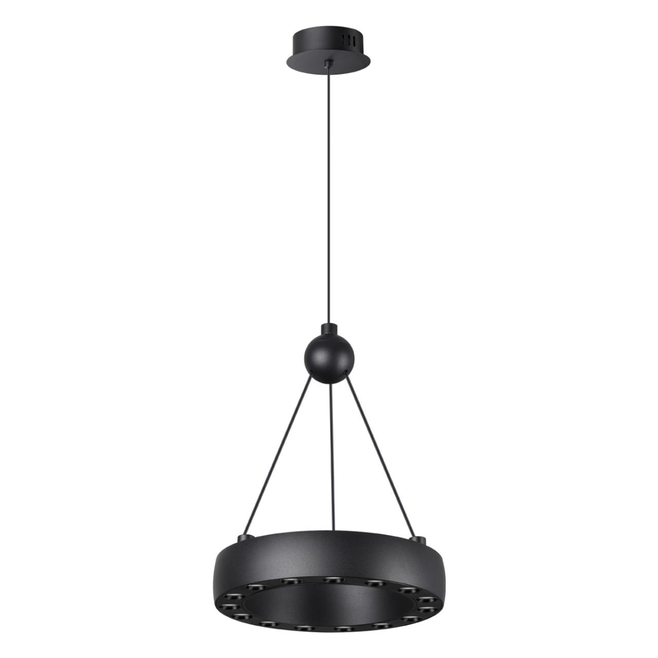 Светильник подвесной светодиодный, длина провода 2м 17,6*17,6*200 см, 2*LED*12W вниз + 5W вверх 3000K Novotech Turn 359396 черный