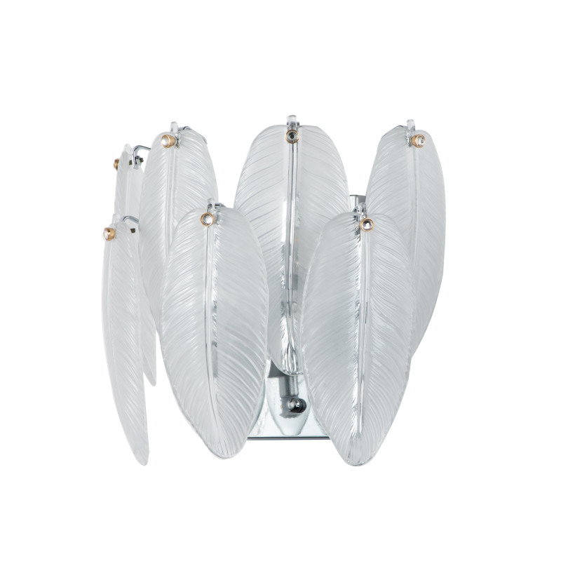 Бра Favourite Beluta 3018-2W, D170*W295*H260, хром, лепестки из полу-прозрачного стекла, декор в виде кристалла в золотом обрамлении на каждом лепестке
