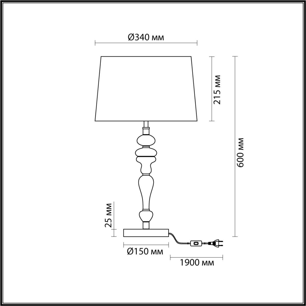 Настольная лампа 34*34*60 см, 1 E27*60W, Odeon Light Homi, античная бронза 5040/1T