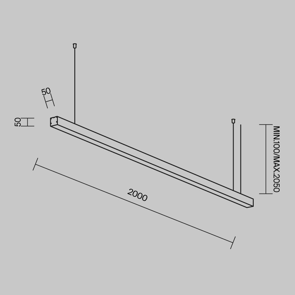 Линейный светильник подвесной 4000K 50x50 40 Вт (Черный, 2 м) LL312032 Maytoni Technical
