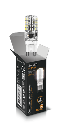 107709103 Лампа Gauss G9 AC150-265V 3W 230lm 2700K силикон LED 1/10/200