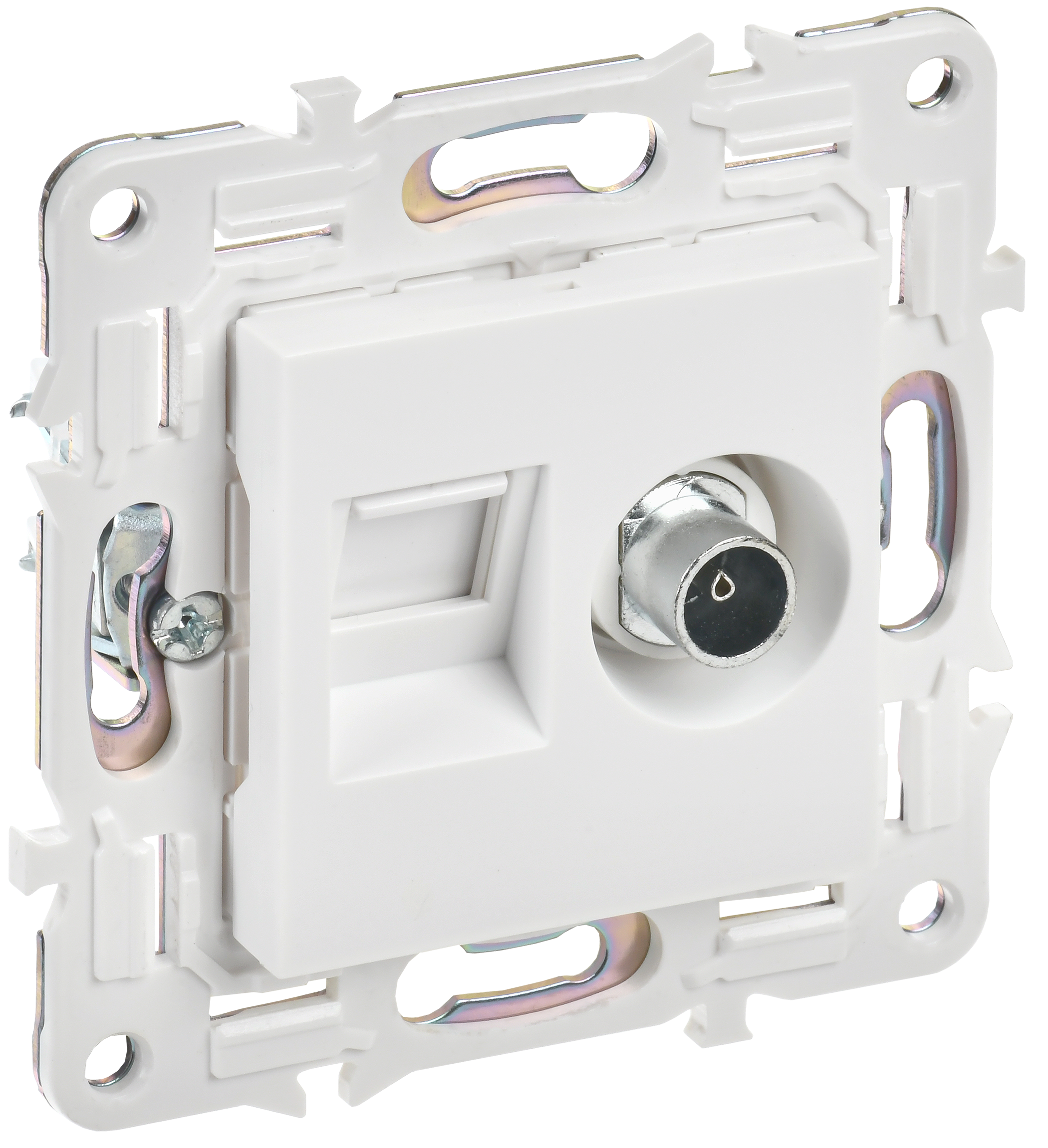 SKANDY Розетка двойная TV+RJ45 кат.6E SK-A15W арк. бел. IEK, SK-AK20-2-K01