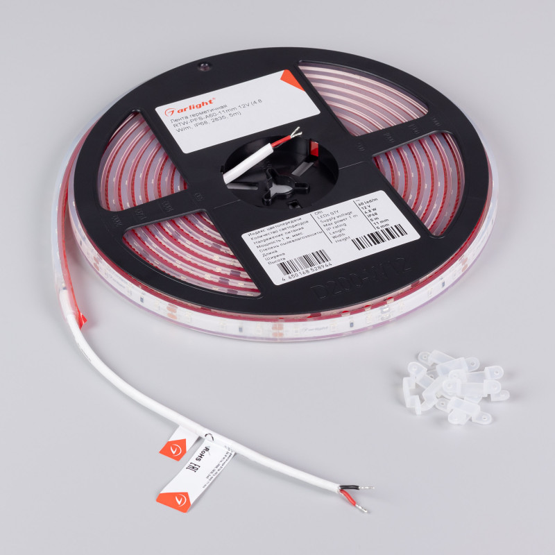 Лента герметичная RTW-PFS-A60-11mm 12V Red (4.8 W/m, IP68, 2835, 5m), Arlight 036055. Цена указана за 5 метров. Продается кратно 5 метрам.