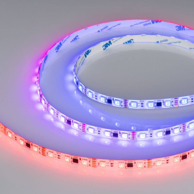 Лента герметичная DMX-SE-B60-10mm 12V RGB-PX3 (14 W/m, IP65, 5060, 5m), Arlight 039604. Цена указана за 5 метров. Продается кратно 5 метрам.
