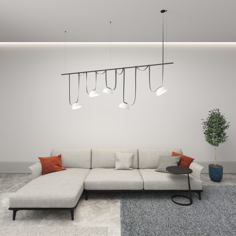 Трековый однофазный светильник 22 см, 24W, 3000K, Denkirs Belty Flow DK5561-WH+BK