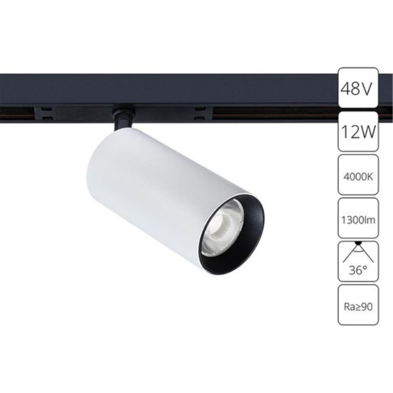 Трековый светильник 5,7 см, LED 12W 4000K белый Arte Lamp Optima A7261PL-1WH
