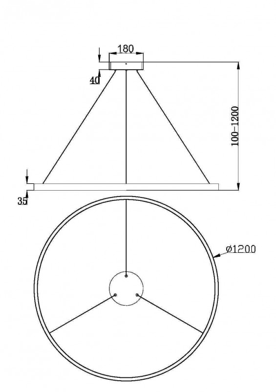 Светильник 120 см, 81W, 3000K Maytoni Rim MOD058PL-L65W3K, белый