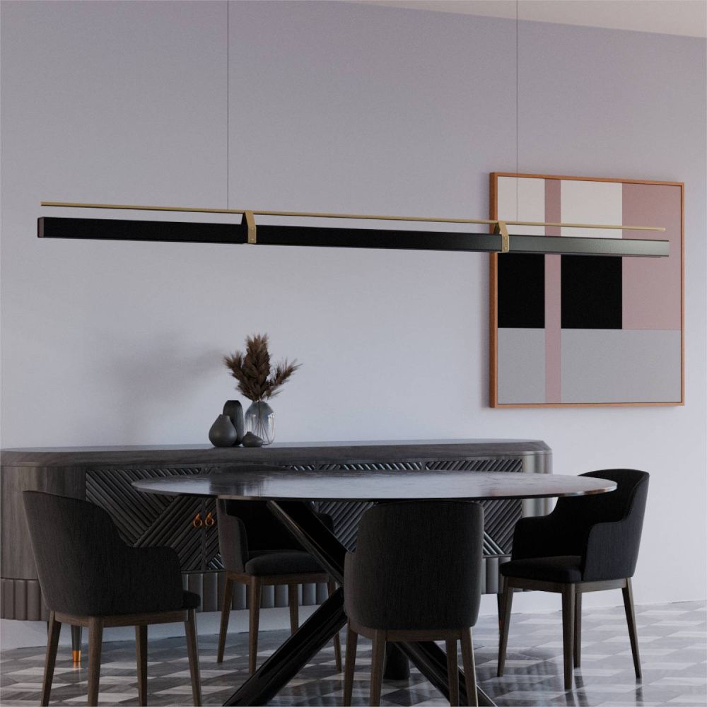 Светильник подвесной 200*13,5-200 см, 1*LED*64W, 3000-6000K, Lightera Omolon LE108L-200B WIFI, золотой
