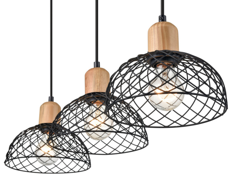 Подвесной светильник 20*72*170 см, 3*E27 черный, бежевый Vele Luce Folk VL6502P03