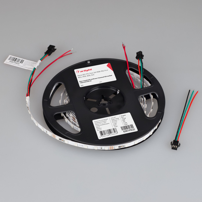 Лента SPI-F72-7mm 24V RGB-PX6 (14.4 W/m, IP20, 3535, 5m) (Arlight, Открытый, IP20) 030195(2). Цена указана за 5 метров. Продается кратно 5 метрам.