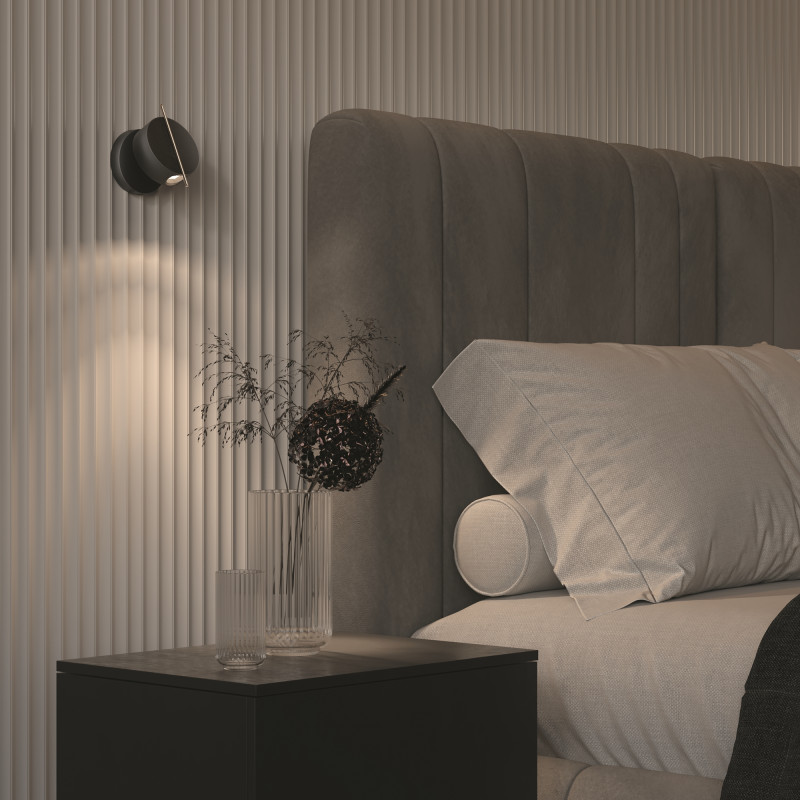 Бра 6,65*10*10*14 см, LED*4W, 3000 К, Nuance MOD180WL-L4B3K Maytoni, Черный и Латунь