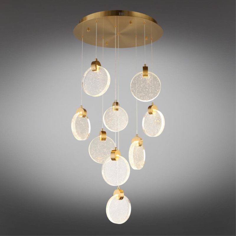Каскадная люстра 50*60-200 см, 1*LED, 45W, 3000K, Aployt Frederik APL.054.06.45, латунный