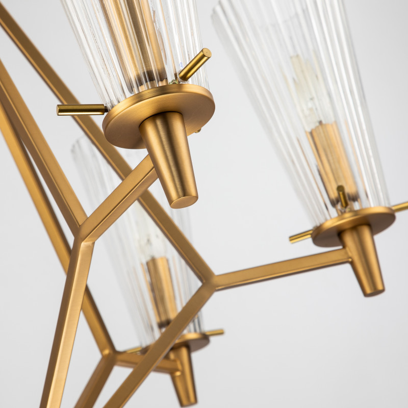 Подвесная люстра Favourite Raute 2964-6P, D650*H580/1580, каркас матового коричнево-бронзового цвета, плафоны из прозрачного стекла