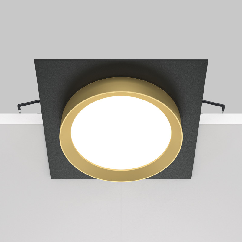 Светильник 11 см, Maytoni Downlight Hoop DL086-GX53-SQ-BG, черный-золото