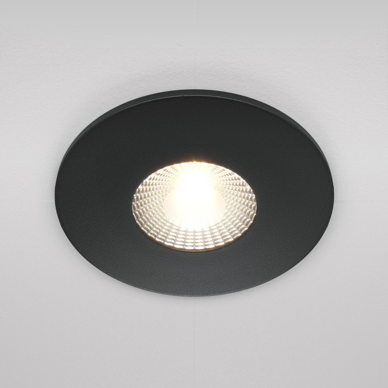 Встраиваемый светильник 9 см, 7W, 3000К, черный, теплый свет, Maytoni Zen DL038-2-L7B, светодиодный