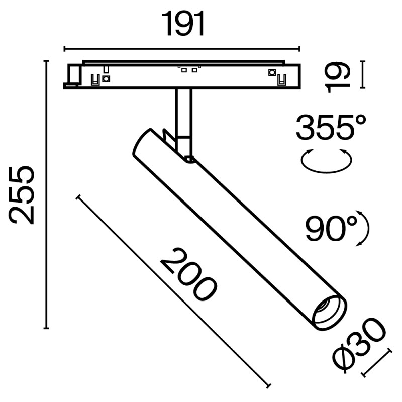 Светильник на шине 3*3*25,5 см, LED, 6W, 3000К, Maytoni Technical Focus T TR141-2-6W3K-M-B черный