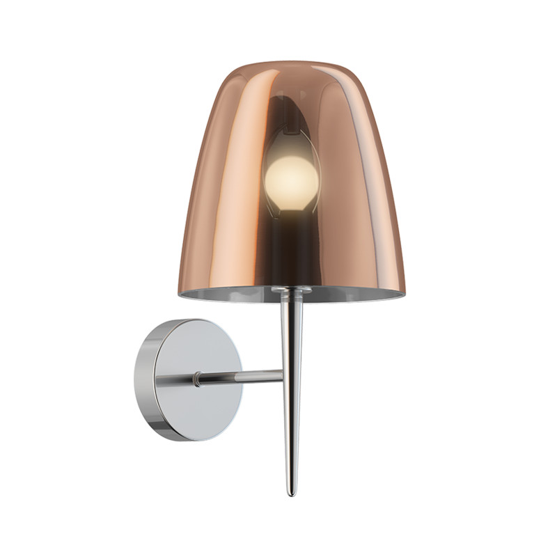 Бра Favourite Seta 2960-1W, D180*W220*H335, хром, плафон из стекла с зеркально-медным покрытием