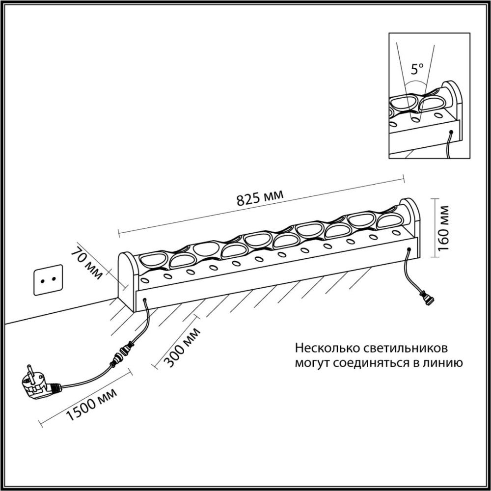 Напольный светильник 82,5*7*16 см, 1*LED*16W, 3000K, Odeon Light Waterfall 7027/16FL, белый