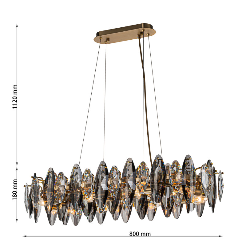 Подвесная люстра 80*40*130 см, 8*E14, 320W, Favourite Glans 4303-8PC латунный