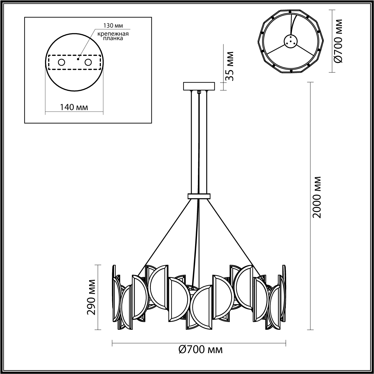 Люстра 70 см, LED*40W, 3000К, 3200lm Odeon Light Toscana 5447/40L, бронзовый
