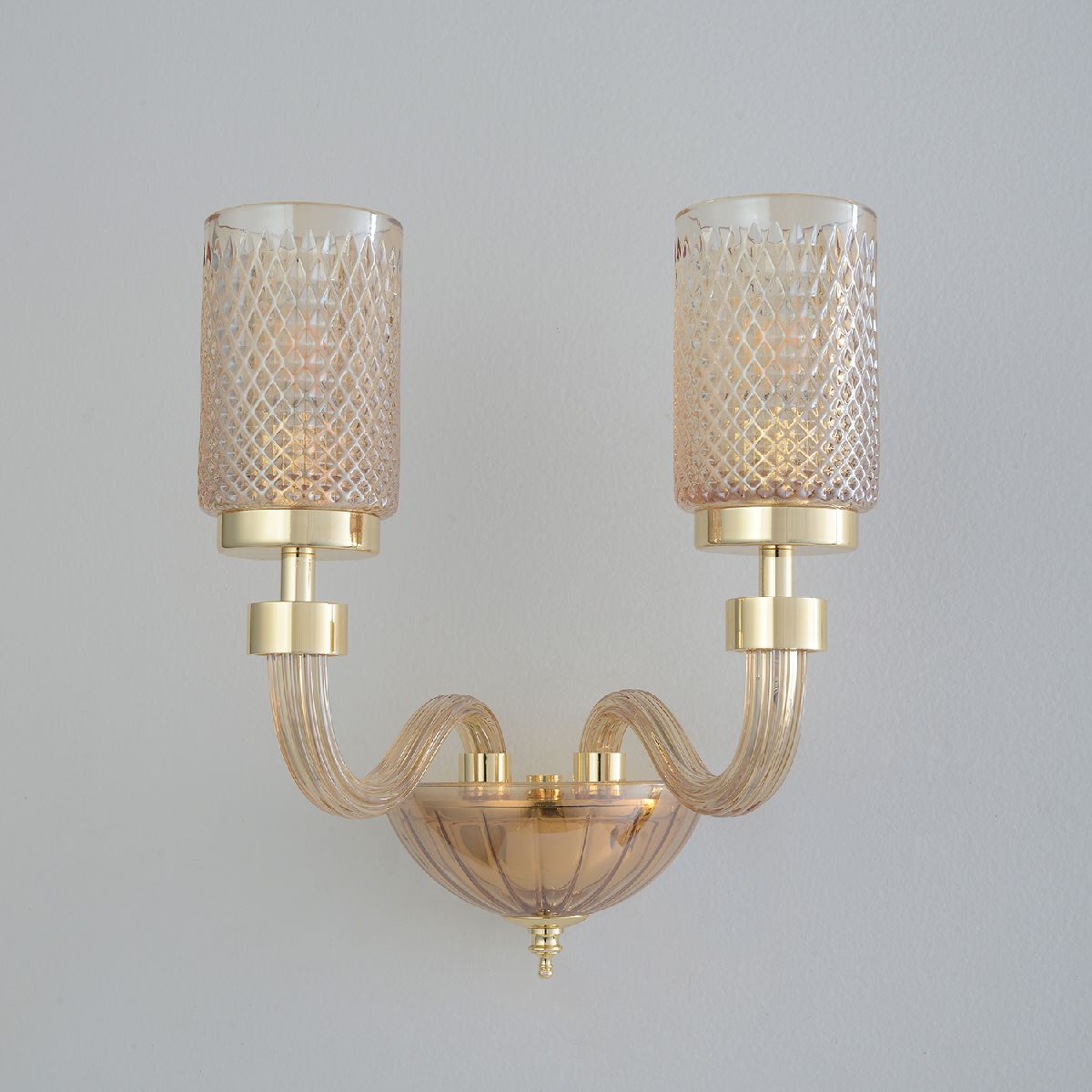 Бра 31 см, Crystal Lux SILVESTRO AP2 AMBER, золото