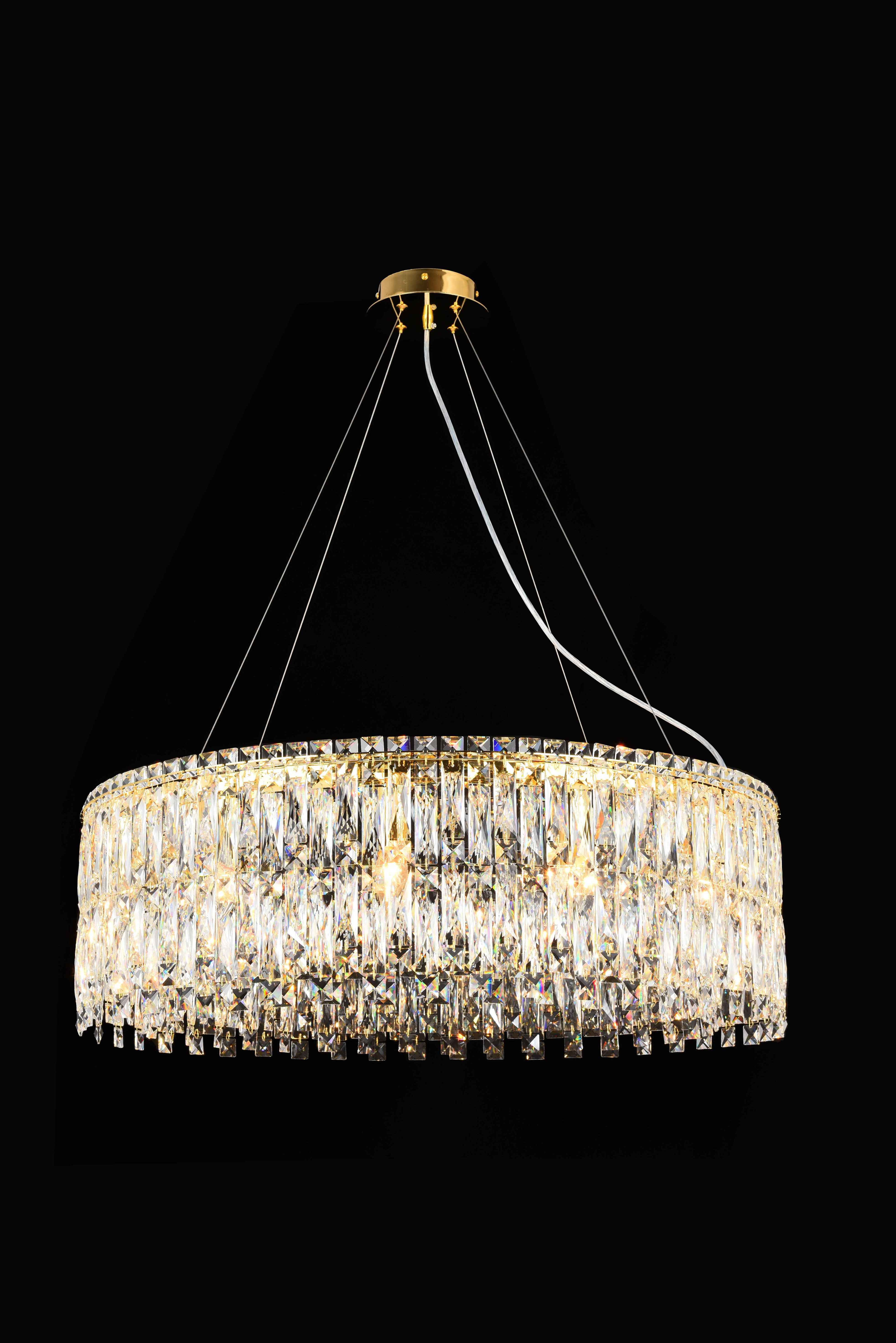 Люстра 800*250, 12*E14, 40W NewRgy Cristallo F53-ф800*H250 H GOLD, H GOLD