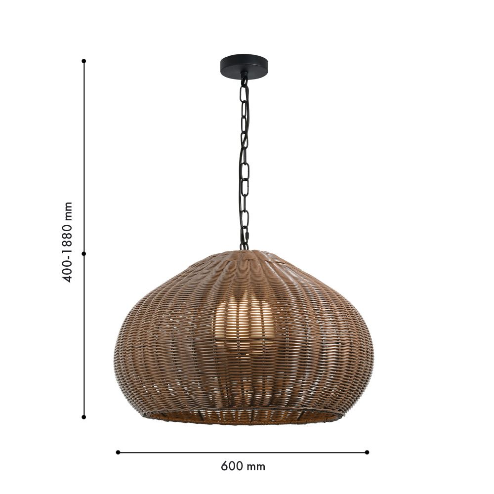 Подвес *60*40-188 см, 1*E27*40W, Favourite Wicker 4884-1P, черный