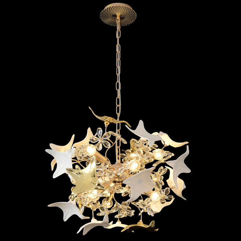 Подвесная люстра 52*175 см, 9*E14, 360W, Crystal Lux LETISIA SP9 GOLD золотой