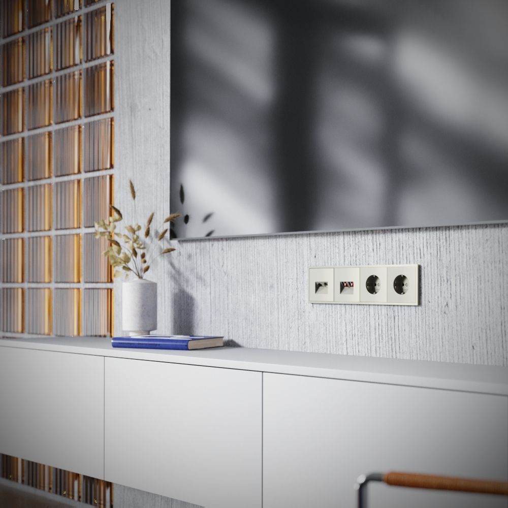 Розетка телевизионная встраиваемая TV+RJ45 кат. 6, шелк Voltum S70 VLS060704, Пластик Soft touch