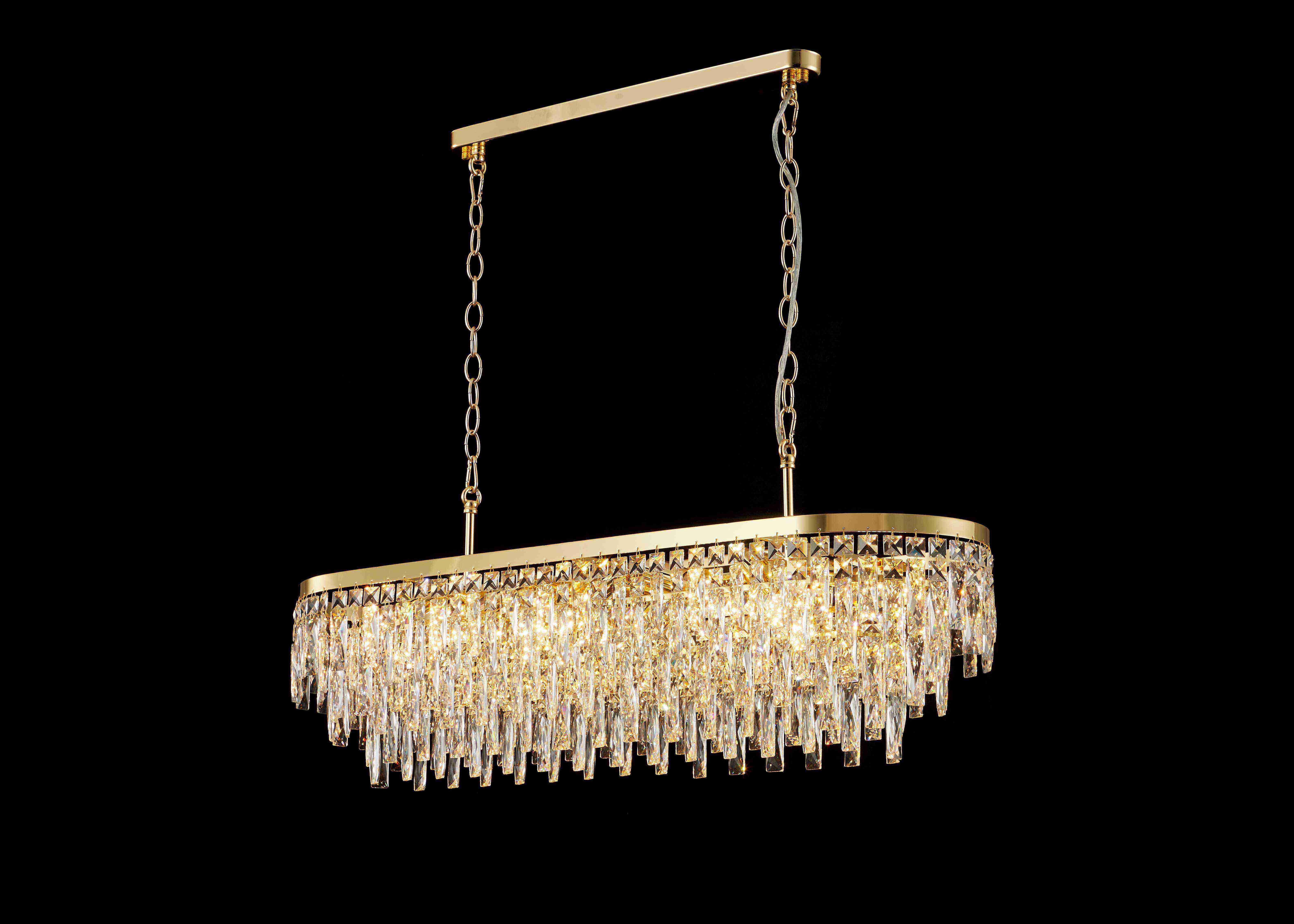 Люстра 1000*300*250, 10*E14, 40W NewRgy Cristallo NW722-L1000*W300*H250 H gold, H GOLD