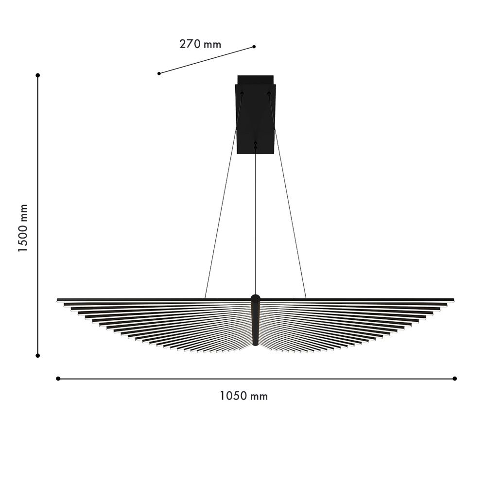 Подвесная люстра 27*150 см, 2*LED, 60W, 4000K, Favourite Vingar 4381-2P, чернный матовый